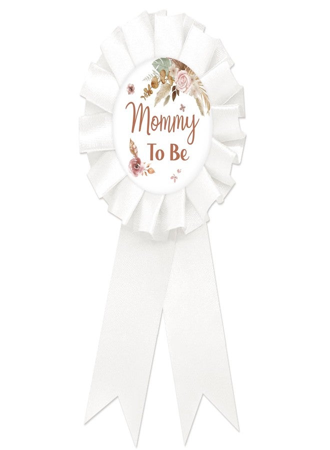 SUPERLUBY Pampas Grass Mom to Be Tinplate Badge Pin, Boho Mom to Be Pin for Women, Pampas Gender Reveal Brooch Button, White Rosette New Parents Button for Baby Shower/Newborn Baby Party Celebration - Image 1